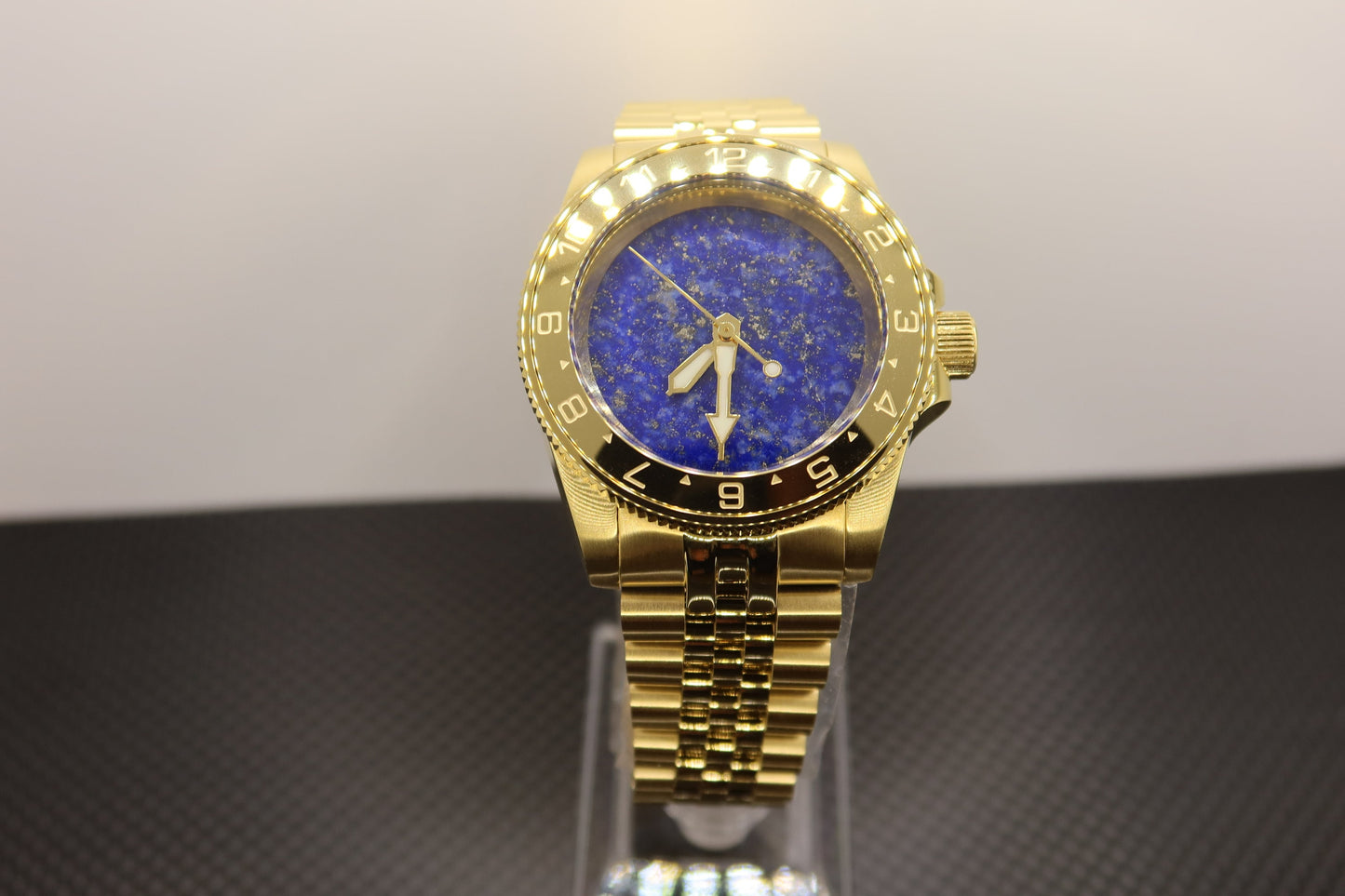 Lapis Lazuli and gold colored stainless steel watch build (nh38 powered)
