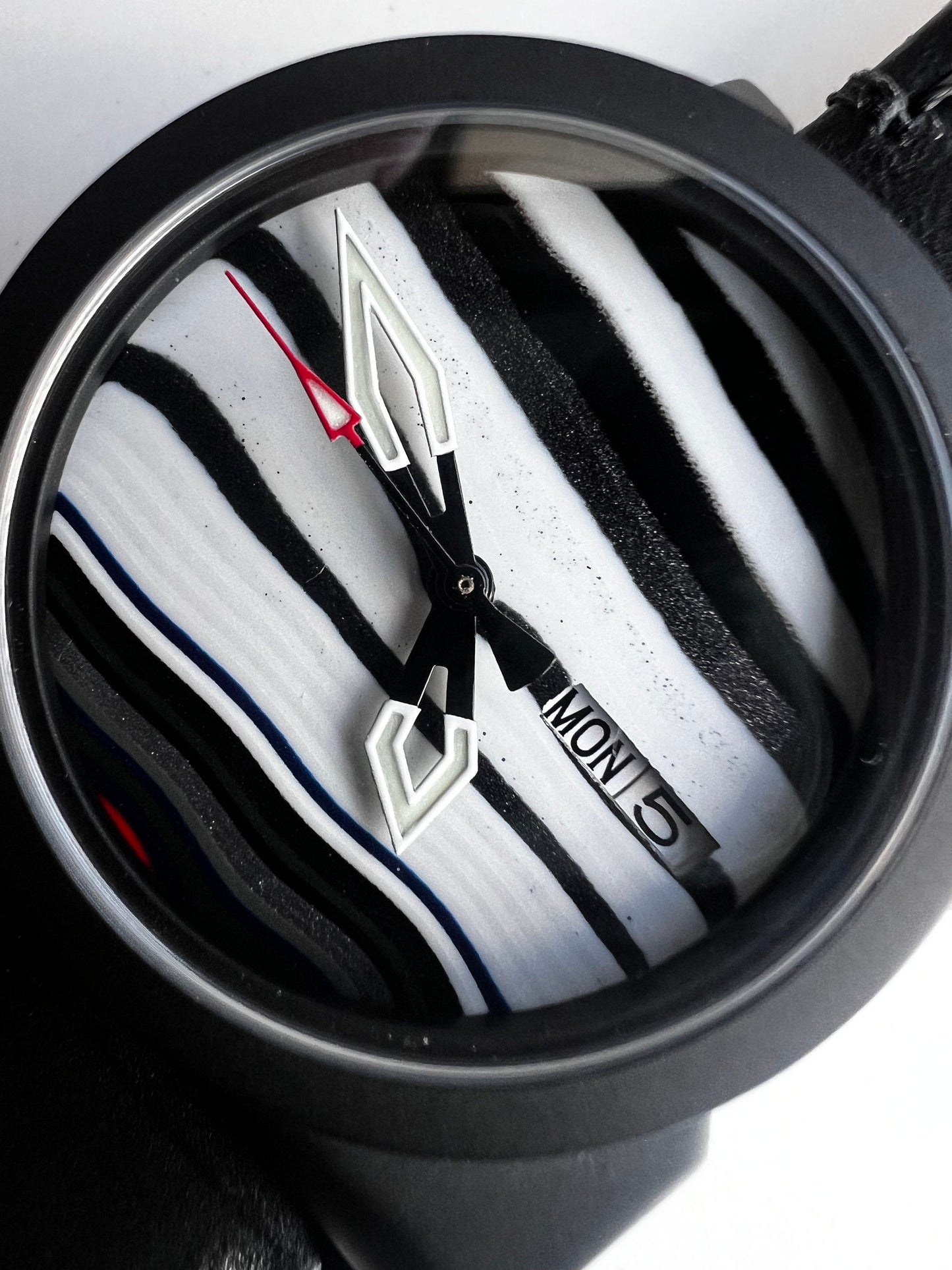 Black and white NH38 powered watch in Ando case