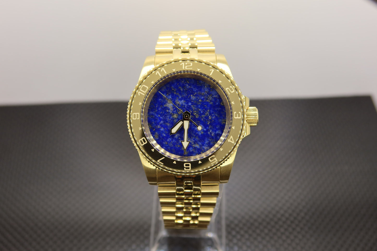 Lapis Lazuli and gold colored stainless steel watch build (nh38 powered)
