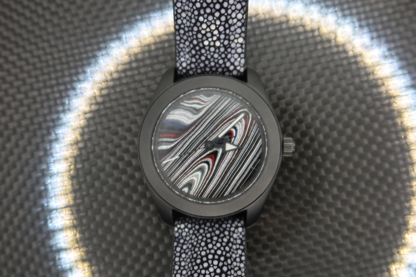 Fordite watch with ray strap (NH38 powered)