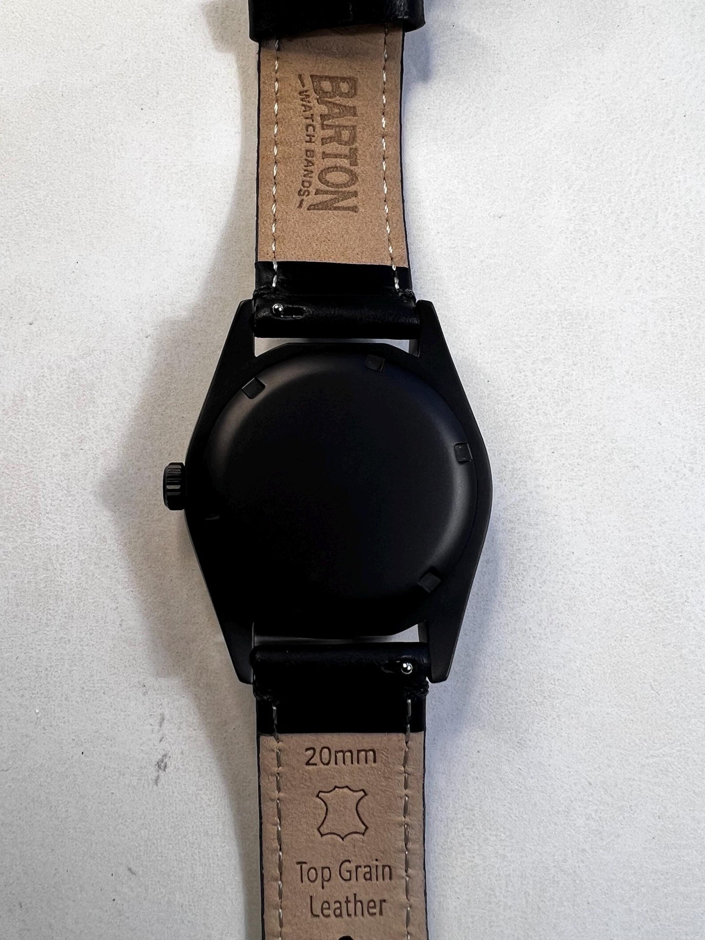 Black and White Fordite Watch with leather strap (NH38 powered)