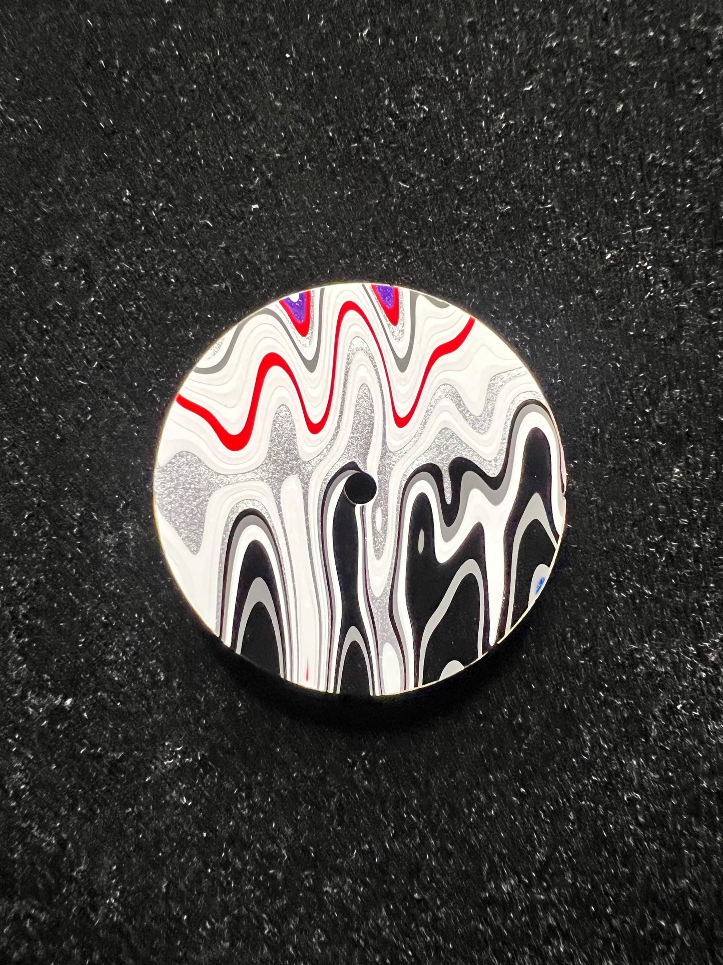 Black, White, Silver and Red Fordite NH38 Dial