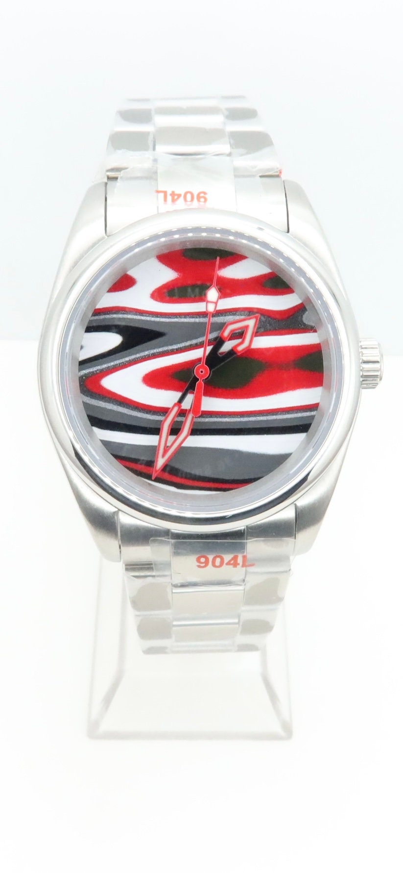 Bold red and olive green fordite watch (NH38 powered)