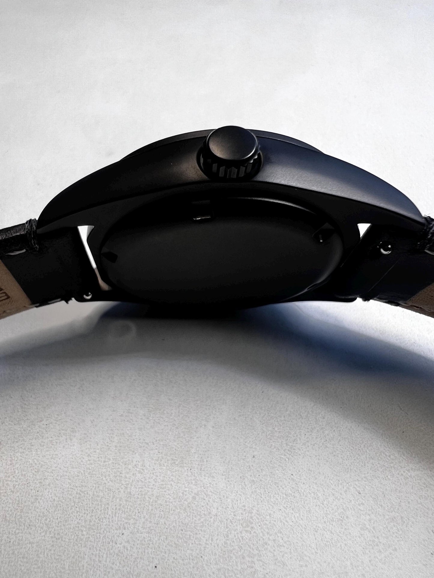 Black and White Fordite Watch with leather strap (NH38 powered)