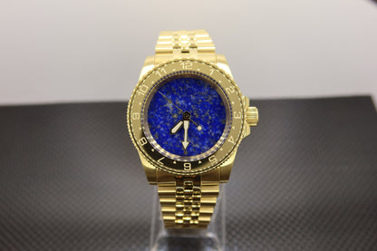 Lapis Lazuli and gold colored stainless steel watch build (nh38 powered)