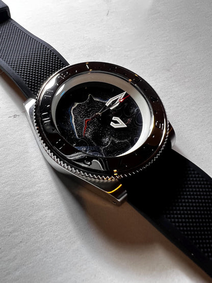 Watch with Fordite dial, 3d effect topography pattern (NH38 powered)