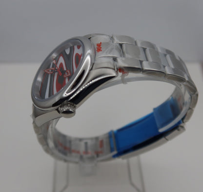 Bold red and olive green fordite watch (NH38 powered)