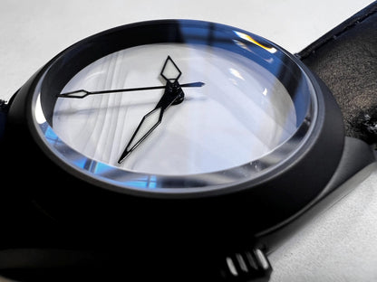 Black and White Fordite Watch  with leather strap (NH38 powered)