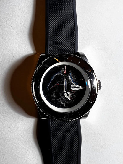 Watch with Fordite dial, 3d effect topography pattern (NH38 powered)