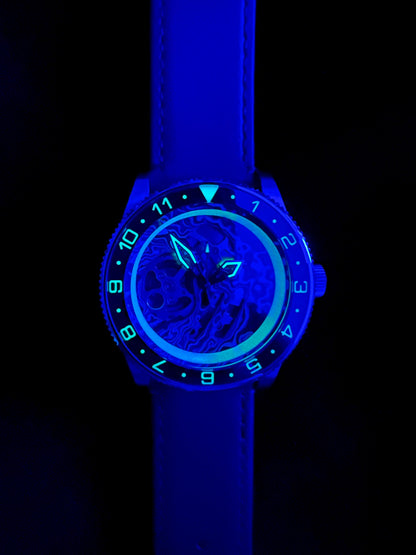 Watch with Skeletonized  fordite dial (NH70 powered)