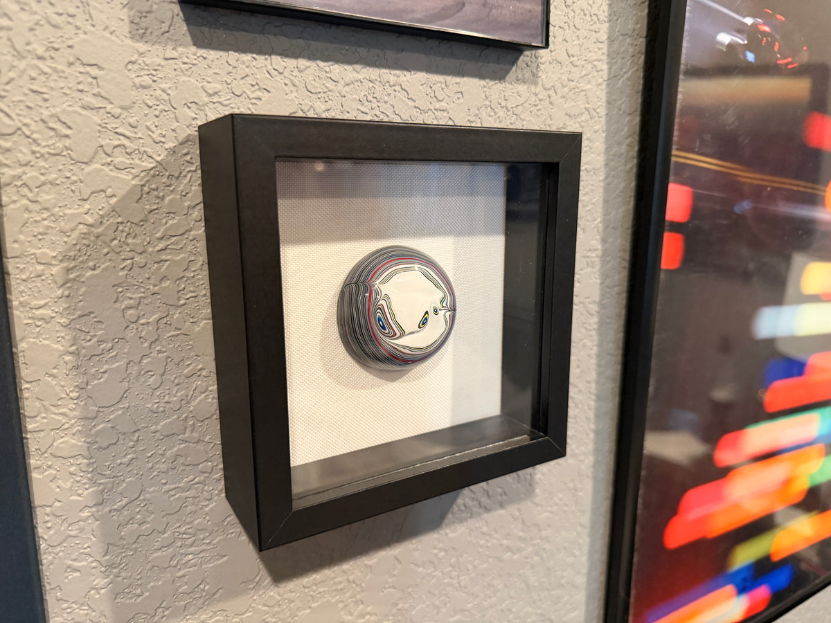 “Wrangler” 2.5” Fordite freeform cabochon framed