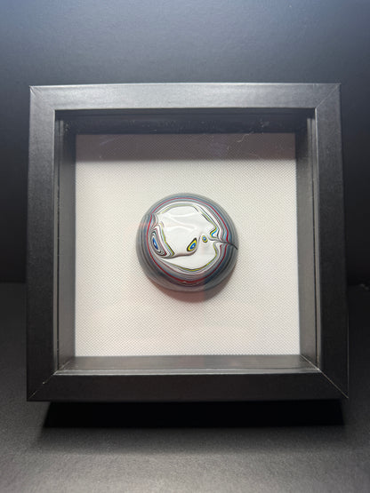 “Wrangler” 2.5” Fordite freeform cabochon framed
