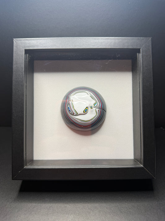 “Wrangler” 2.5” Fordite freeform cabochon framed