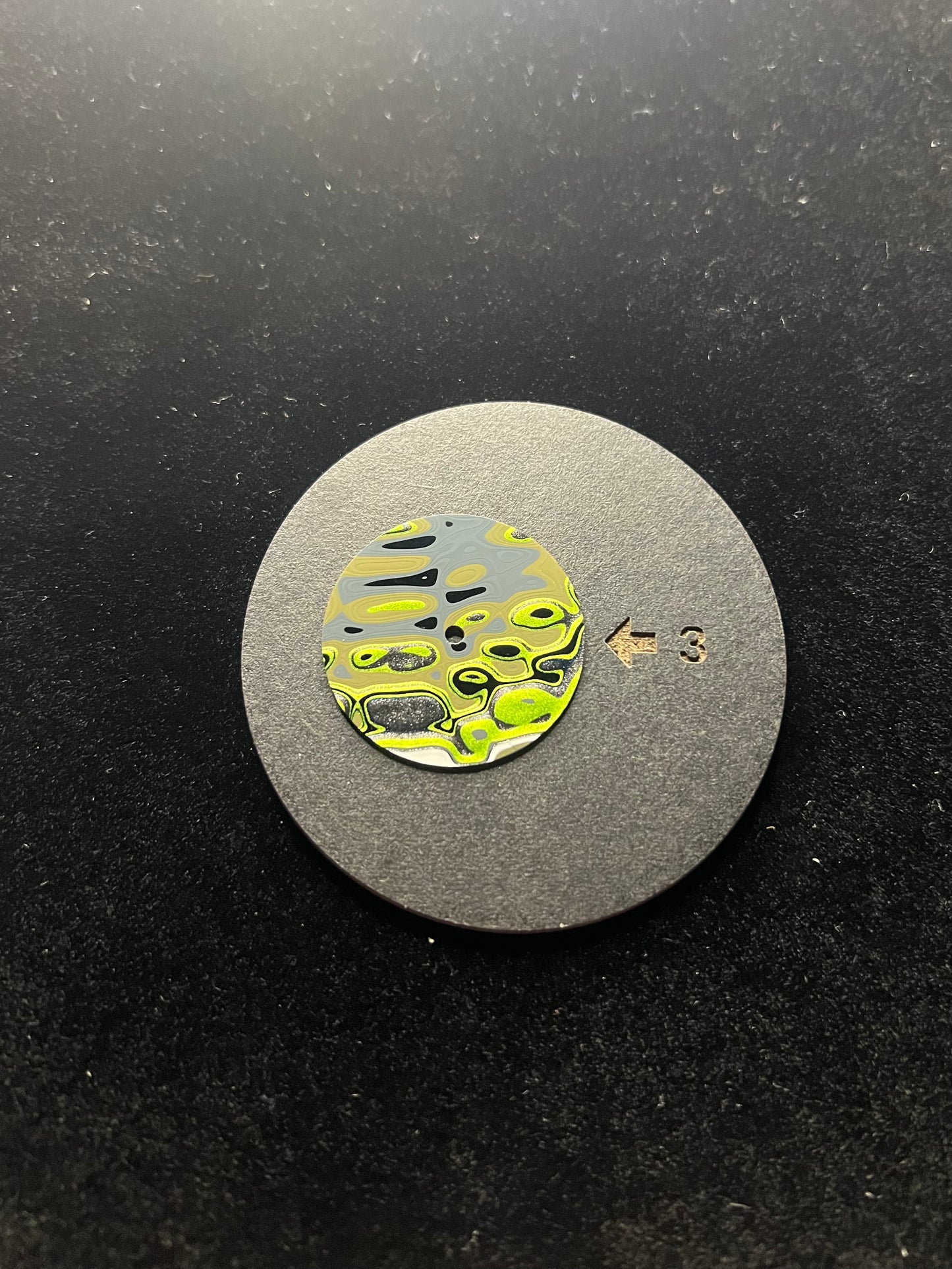 Handmade fordite dial with small defect