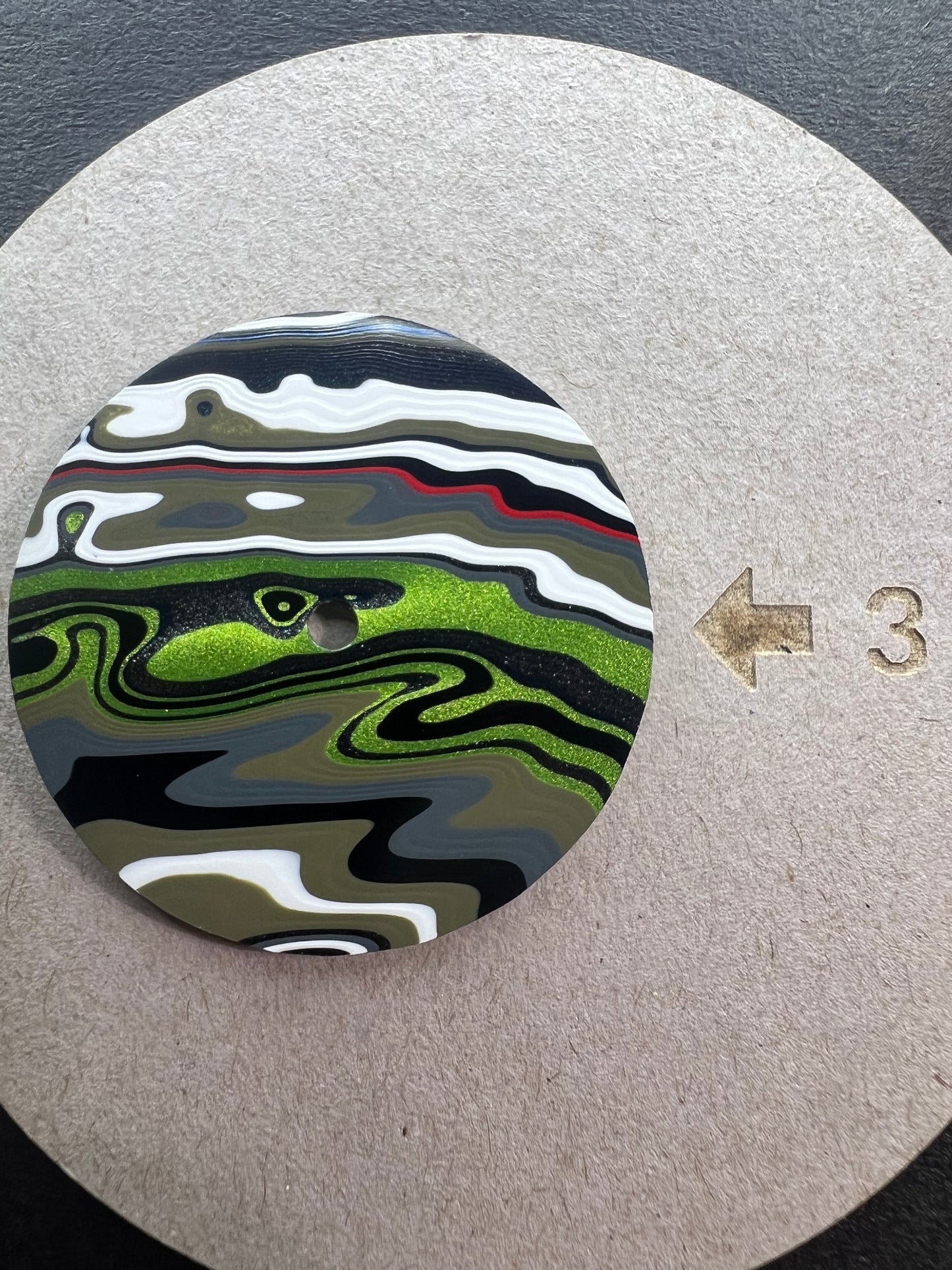 Fordite dial featuring Lime green