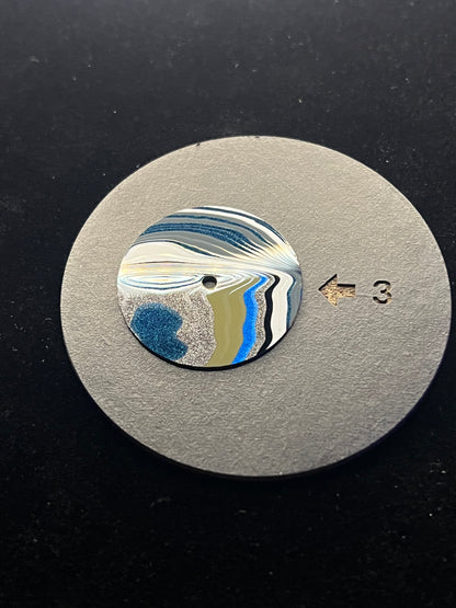 Blue, grey, tan and white watch dial, 28.5 mm