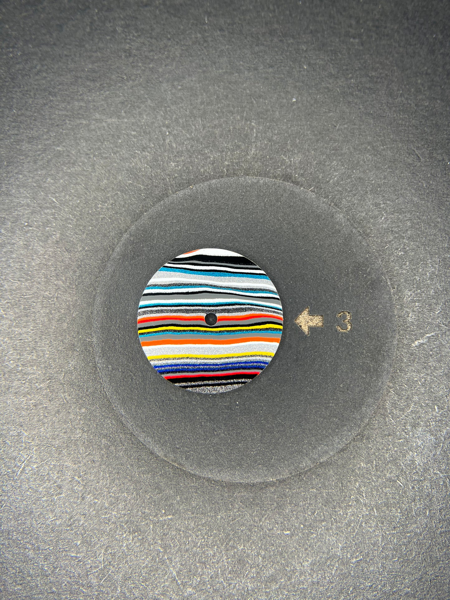Colorful linear fordite dial for NH movements, 28.5 mm (#111)