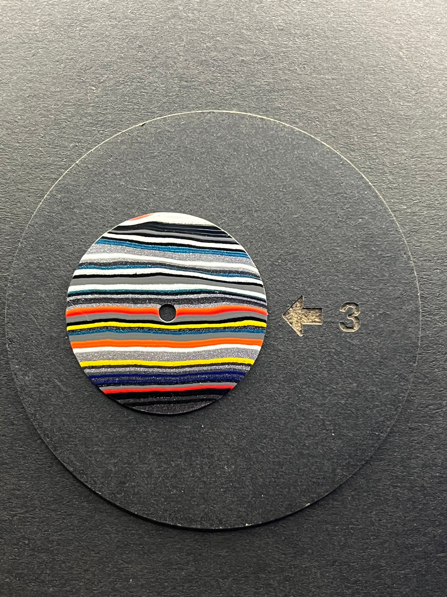 Colorful linear fordite dial for NH movements, 28.5 mm (#111)