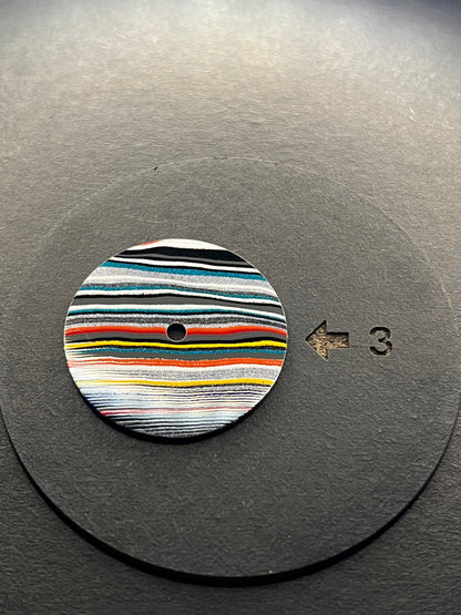 Colorful linear fordite dial for NH movements, 28.5 mm (#111)