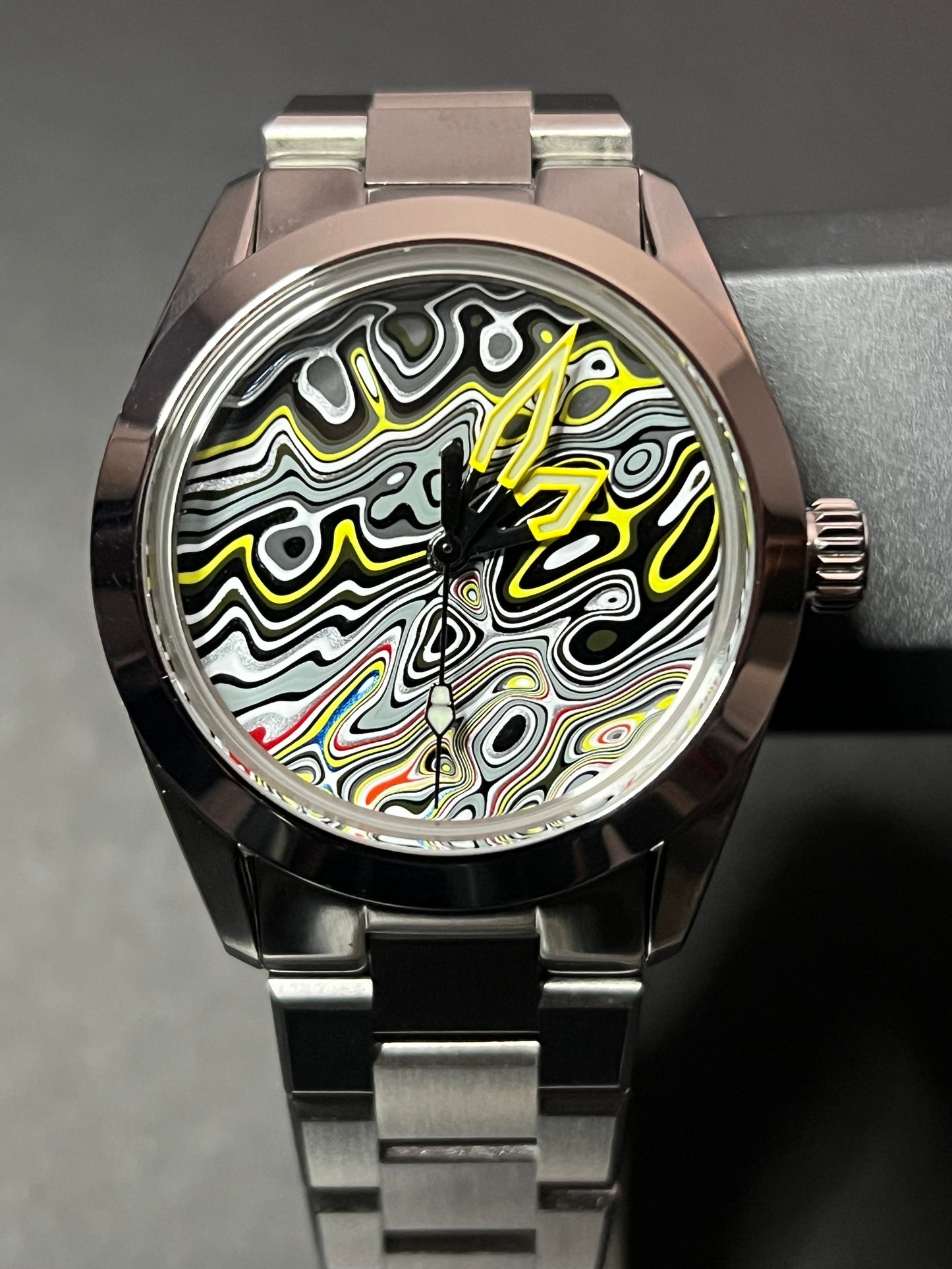 “High Velocity” automatic fordite watch