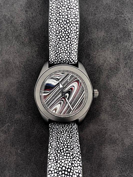 Fordite watch with ray strap (NH38 powered)