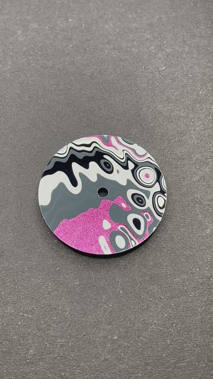 Pink, grey, white, silver and black fordite watch dial 28.5 mm for NHxx movements